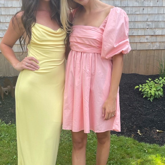 Abercrombie Ruched Bodice Puff Sleeve Mini Dress Size Small Tall - Picture 4 of 4